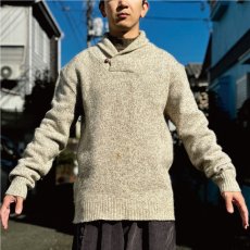 画像20: 「L.L.Bean(エルエルビーン)」80s XLサイズ メランジ ウールナイロン ローゲージ ショールカラー ニット セーター (20)