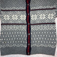 画像5: 「L.L.Bean(エルエルビーン)」80s 90s XLサイズ USA製 ノルディック柄 ウールナイロン ローゲージ ニット カーディガン (5)