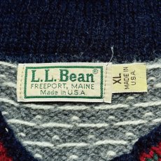 画像6: 「L.L.Bean(エルエルビーン)」80s 90s XLサイズ USA製 ノルディック柄 ウールナイロン ローゲージ ニット カーディガン (6)