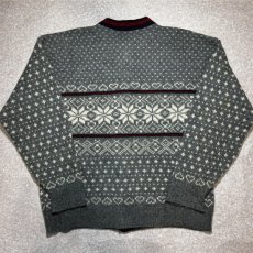 画像14: 「L.L.Bean(エルエルビーン)」80s 90s XLサイズ USA製 ノルディック柄 ウールナイロン ローゲージ ニット カーディガン (14)