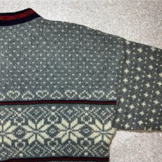画像17: 「L.L.Bean(エルエルビーン)」80s 90s XLサイズ USA製 ノルディック柄 ウールナイロン ローゲージ ニット カーディガン (17)
