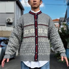 画像23: 「L.L.Bean(エルエルビーン)」80s 90s XLサイズ USA製 ノルディック柄 ウールナイロン ローゲージ ニット カーディガン (23)