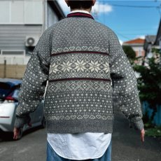 画像27: 「L.L.Bean(エルエルビーン)」80s 90s XLサイズ USA製 ノルディック柄 ウールナイロン ローゲージ ニット カーディガン (27)