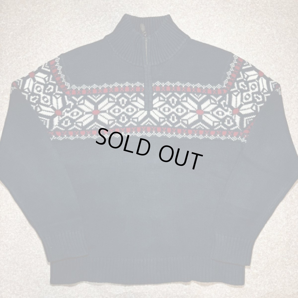 画像1: 「L.L.Bean(エルエルビーン)」90s 00s Mサイズ〜Lサイズ相当 ノルディック柄 コットン ハーフジップ ハイネック ニット セーター (1)