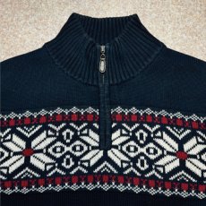 画像3: 「L.L.Bean(エルエルビーン)」90s 00s Mサイズ〜Lサイズ相当 ノルディック柄 コットン ハーフジップ ハイネック ニット セーター (3)