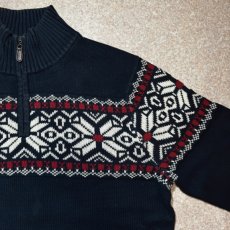 画像4: 「L.L.Bean(エルエルビーン)」90s 00s Mサイズ〜Lサイズ相当 ノルディック柄 コットン ハーフジップ ハイネック ニット セーター (4)