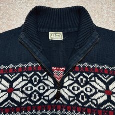 画像7: 「L.L.Bean(エルエルビーン)」90s 00s Mサイズ〜Lサイズ相当 ノルディック柄 コットン ハーフジップ ハイネック ニット セーター (7)