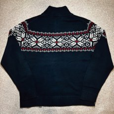 画像11: 「L.L.Bean(エルエルビーン)」90s 00s Mサイズ〜Lサイズ相当 ノルディック柄 コットン ハーフジップ ハイネック ニット セーター (11)