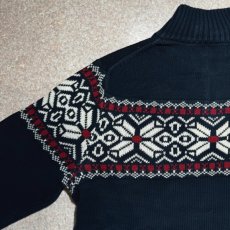 画像12: 「L.L.Bean(エルエルビーン)」90s 00s Mサイズ〜Lサイズ相当 ノルディック柄 コットン ハーフジップ ハイネック ニット セーター (12)