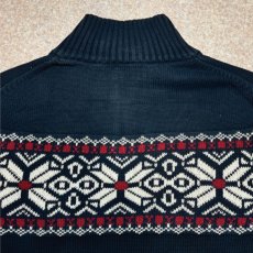 画像13: 「L.L.Bean(エルエルビーン)」90s 00s Mサイズ〜Lサイズ相当 ノルディック柄 コットン ハーフジップ ハイネック ニット セーター (13)