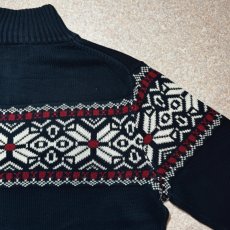 画像14: 「L.L.Bean(エルエルビーン)」90s 00s Mサイズ〜Lサイズ相当 ノルディック柄 コットン ハーフジップ ハイネック ニット セーター (14)