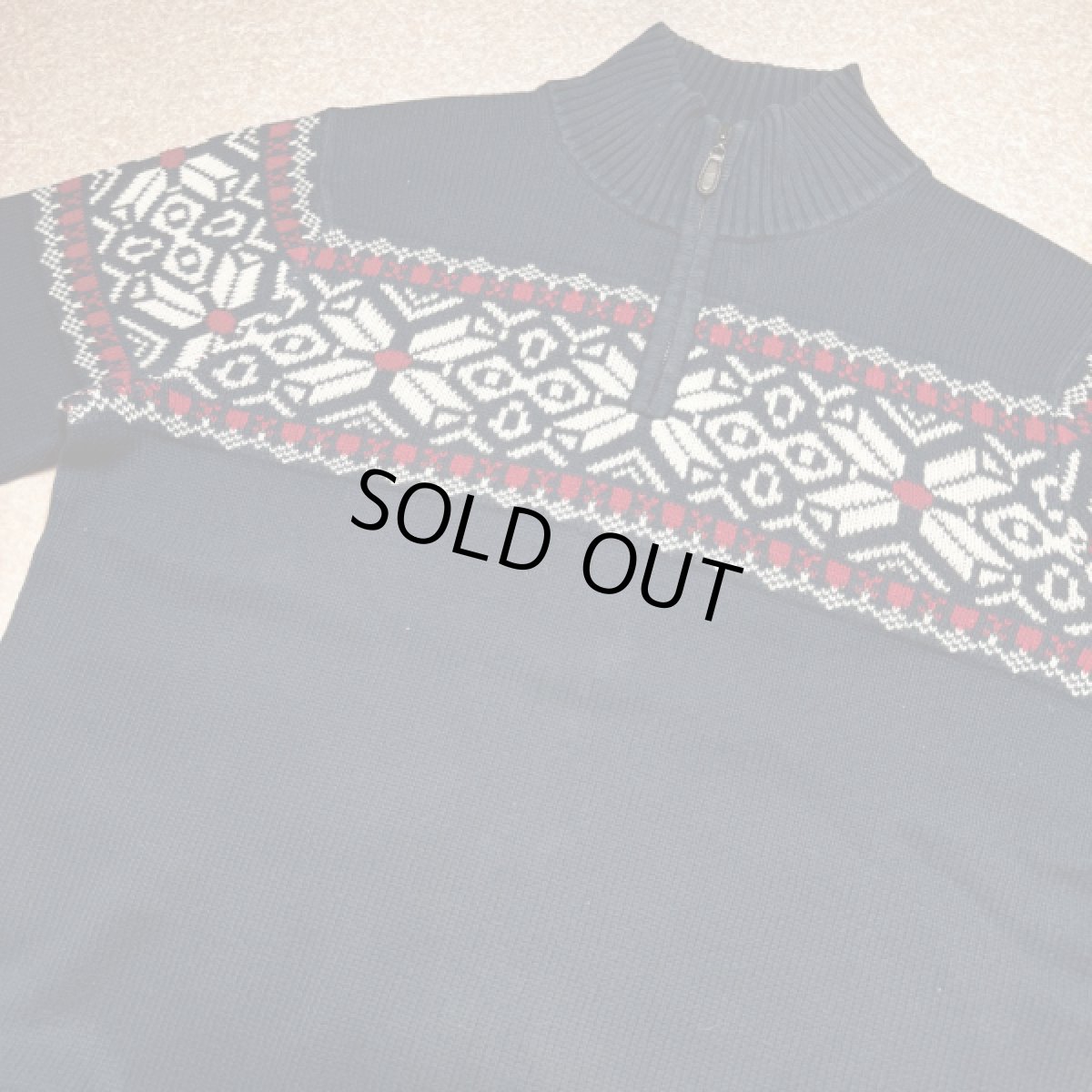 画像19: 「L.L.Bean(エルエルビーン)」90s 00s Mサイズ〜Lサイズ相当 ノルディック柄 コットン ハーフジップ ハイネック ニット セーター (19)