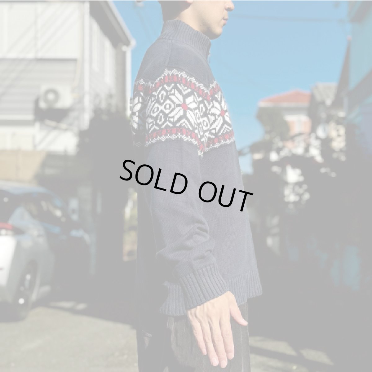 画像22: 「L.L.Bean(エルエルビーン)」90s 00s Mサイズ〜Lサイズ相当 ノルディック柄 コットン ハーフジップ ハイネック ニット セーター (22)