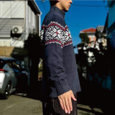 画像22: 「L.L.Bean(エルエルビーン)」90s 00s Mサイズ〜Lサイズ相当 ノルディック柄 コットン ハーフジップ ハイネック ニット セーター (22)