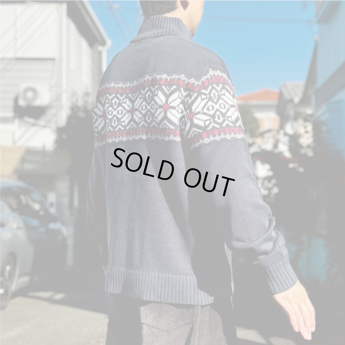 画像23: 「L.L.Bean(エルエルビーン)」90s 00s Mサイズ〜Lサイズ相当 ノルディック柄 コットン ハーフジップ ハイネック ニット セーター (23)