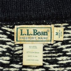 画像8: 「L.L.Bean(エルエルビーン)」80s Mサイズ USA製 幾何学模様 ウールナイロン ローゲージ ハイネック ノルウェー ニット カーディガン (8)