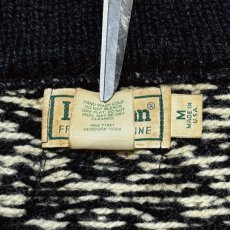 画像9: 「L.L.Bean(エルエルビーン)」80s Mサイズ USA製 幾何学模様 ウールナイロン ローゲージ ハイネック ノルウェー ニット カーディガン (9)