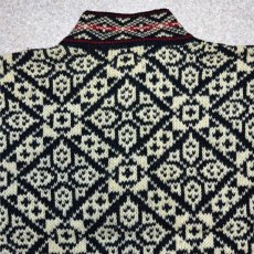 画像13: 「L.L.Bean(エルエルビーン)」80s Mサイズ USA製 幾何学模様 ウールナイロン ローゲージ ハイネック ノルウェー ニット カーディガン (13)