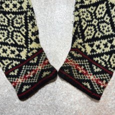 画像18: 「L.L.Bean(エルエルビーン)」80s Mサイズ USA製 幾何学模様 ウールナイロン ローゲージ ハイネック ノルウェー ニット カーディガン (18)