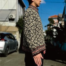 画像23: 「L.L.Bean(エルエルビーン)」80s Mサイズ USA製 幾何学模様 ウールナイロン ローゲージ ハイネック ノルウェー ニット カーディガン (23)