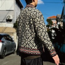 画像24: 「L.L.Bean(エルエルビーン)」80s Mサイズ USA製 幾何学模様 ウールナイロン ローゲージ ハイネック ノルウェー ニット カーディガン (24)