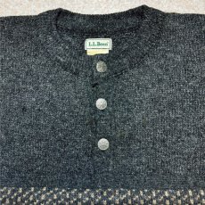 画像3: 「L.L.Bean(エルエルビーン)」80s 90s Lサイズ バーズアイ ウールナイロン ローゲージ ハーフボタン ノルウェー ニット セーター (3)