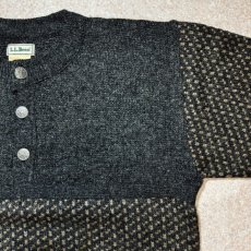画像4: 「L.L.Bean(エルエルビーン)」80s 90s Lサイズ バーズアイ ウールナイロン ローゲージ ハーフボタン ノルウェー ニット セーター (4)