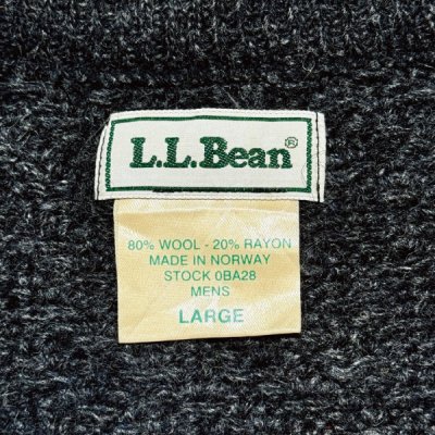 画像1: 「L.L.Bean(エルエルビーン)」80s 90s Lサイズ バーズアイ ウールナイロン ローゲージ ハーフボタン ノルウェー ニット セーター