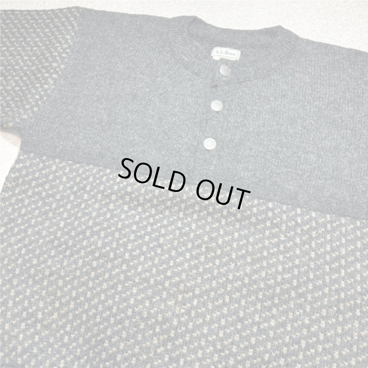 画像18: 「L.L.Bean(エルエルビーン)」80s 90s Lサイズ バーズアイ ウールナイロン ローゲージ ハーフボタン ノルウェー ニット セーター (18)