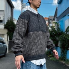 画像20: 「L.L.Bean(エルエルビーン)」80s 90s Lサイズ バーズアイ ウールナイロン ローゲージ ハーフボタン ノルウェー ニット セーター (20)