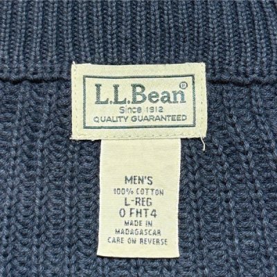 画像1: 「L.L.Bean(エルエルビーン)」90s 00s L-REGサイズ コットン 畦編み ドライバーズ ニット