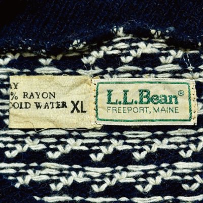 画像1: 「L.L.Bean(エルエルビーン)」80s XLサイズ バーズアイ ノルウェー製 ウール レーヨン ローゲージ ニット セーター【送料無料】