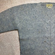 画像2: 「L.L.Bean(エルエルビーン)」80s 90s Sサイズ ケーブル編み ラムズウール モヘア ナイロン Vネック ニット セーター (2)