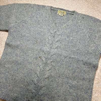 画像3: 「L.L.Bean(エルエルビーン)」80s 90s Sサイズ ケーブル編み ラムズウール モヘア ナイロン Vネック ニット セーター