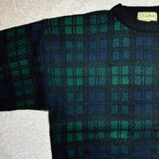 画像2: 「L.L.Bean(エルエルビーン)」80s 90s Mサイズ USA製 ブラックウォッチ ウールマーク ウール ニット セーター (2)