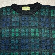 画像3: 「L.L.Bean(エルエルビーン)」80s 90s Mサイズ USA製 ブラックウォッチ ウールマーク ウール ニット セーター (3)