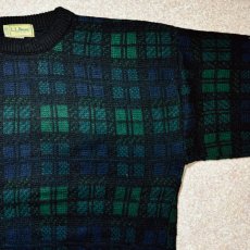 画像4: 「L.L.Bean(エルエルビーン)」80s 90s Mサイズ USA製 ブラックウォッチ ウールマーク ウール ニット セーター (4)