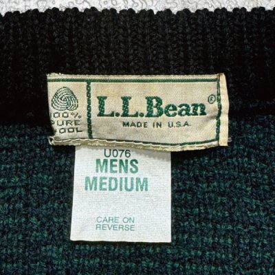 画像1: 「L.L.Bean(エルエルビーン)」80s 90s Mサイズ USA製 ブラックウォッチ ウールマーク ウール ニット セーター