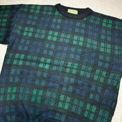 画像3: 「L.L.Bean(エルエルビーン)」80s 90s Mサイズ USA製 ブラックウォッチ ウールマーク ウール ニット セーター