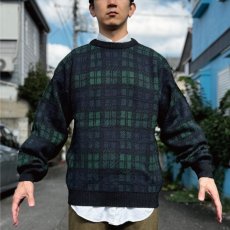 画像18: 「L.L.Bean(エルエルビーン)」80s 90s Mサイズ USA製 ブラックウォッチ ウールマーク ウール ニット セーター (18)