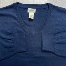 画像3: 「L.L.Bean(エルエルビーン)」90s 00s XL-REGサイズ コットン カシミヤ混紡 Vネック ハイゲージ ニット セーター (3)