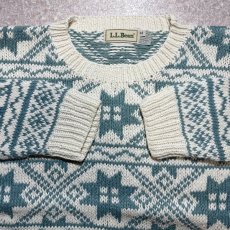 画像3: 「L.L.Bean(エルエルビーン)」80s 90s Mサイズ ラミー コットン ノルディック柄 クルーネック ニット セーター (3)