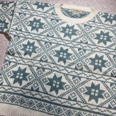 画像15: 「L.L.Bean(エルエルビーン)」80s 90s Mサイズ ラミー コットン ノルディック柄 クルーネック ニット セーター (15)