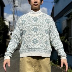 画像16: 「L.L.Bean(エルエルビーン)」80s 90s Mサイズ ラミー コットン ノルディック柄 クルーネック ニット セーター (16)