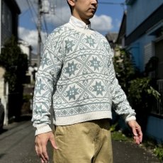 画像17: 「L.L.Bean(エルエルビーン)」80s 90s Mサイズ ラミー コットン ノルディック柄 クルーネック ニット セーター (17)