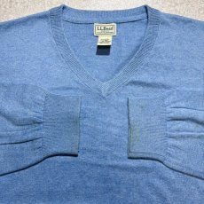 画像3: 「L.L.Bean(エルエルビーン)」90s 00s XL-REGサイズ コットン カシミヤ混紡 Vネック ハイゲージ ニット セーター (3)