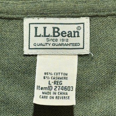 画像1: 「L.L.Bean(エルエルビーン)」90s 00s L-REGサイズ コットン カシミヤ混紡 Vネック ハイゲージ ニット セーター