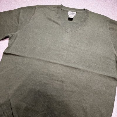 画像3: 「L.L.Bean(エルエルビーン)」90s 00s L-REGサイズ コットン カシミヤ混紡 Vネック ハイゲージ ニット セーター