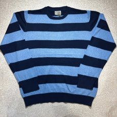 画像1: 「L.L.Bean(エルエルビーン)」90s 00s M-REGサイズ コットン カシミヤ混紡 ボーダー柄 ハイゲージ ニット セーター (1)
