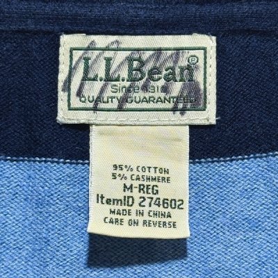 画像1: 「L.L.Bean(エルエルビーン)」90s 00s M-REGサイズ コットン カシミヤ混紡 ボーダー柄 ハイゲージ ニット セーター